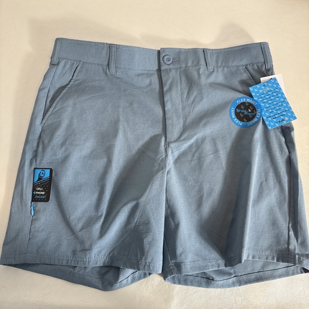 Birdie Bound Shorts Mens 36 Blue  7" Inseam Performance Golf Flex Waist